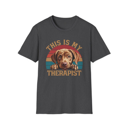 Dark Heather Unisex T-Shirt Labrador Retriever This Is My Therapist for Women Men Adults