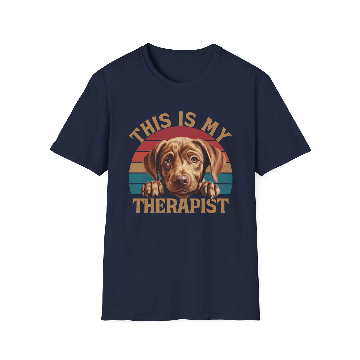 Navy Blue Unisex T-Shirt Labrador Retriever This Is My Therapist for Women Men Adults
