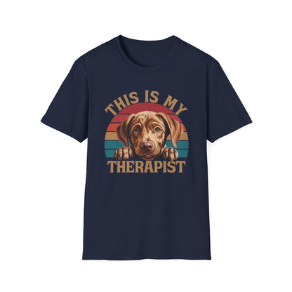 Navy Blue Unisex T-Shirt Labrador Retriever This Is My Therapist for Women Men Adults
