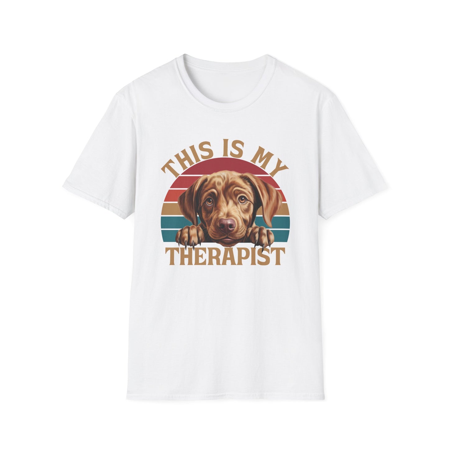 White Unisex T-Shirt Labrador Retriever This Is My Therapist for Women Men Adults