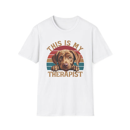 White Unisex T-Shirt Labrador Retriever This Is My Therapist for Women Men Adults