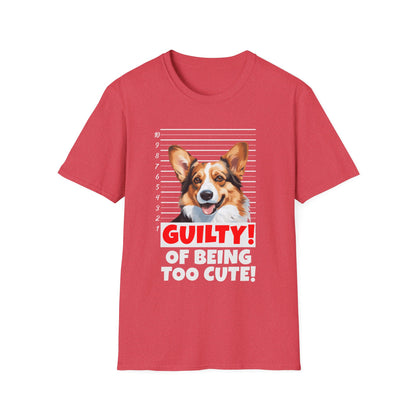 funny corgi heather red t-shirt cardigan welsh pembroke Guilty of being too cute mugshot