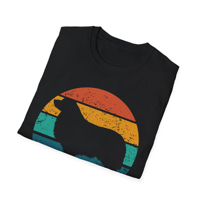 Australian Shepherd Retro Sunset Design T-Shirt for Men Women