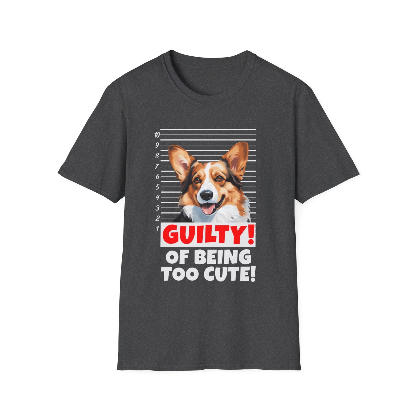 funny corgi dark heather t-shirt cardigan welsh pembroke Guilty of being too cute mugshot