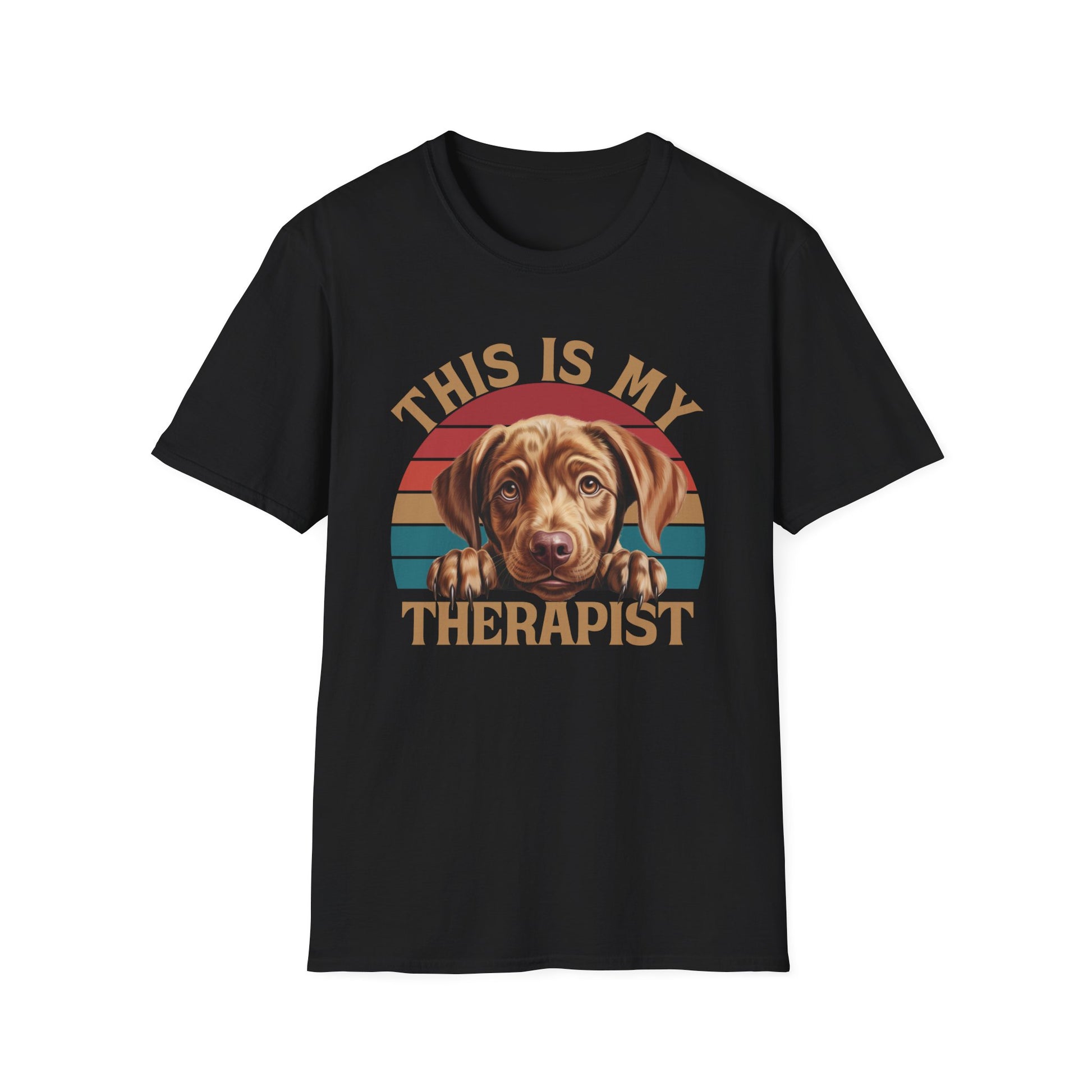Black Unisex T-Shirt Labrador Retriever This Is My Therapist for Women Men Adults