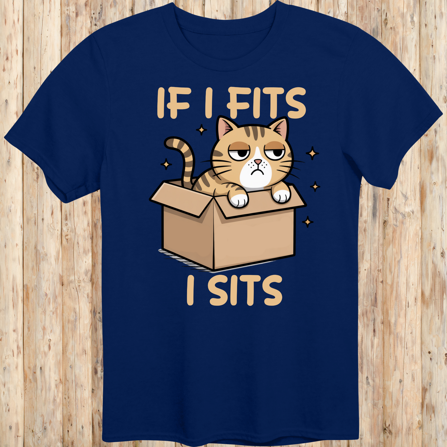 Funny Cat In Box T-Shirt - If I Fits I Sits
