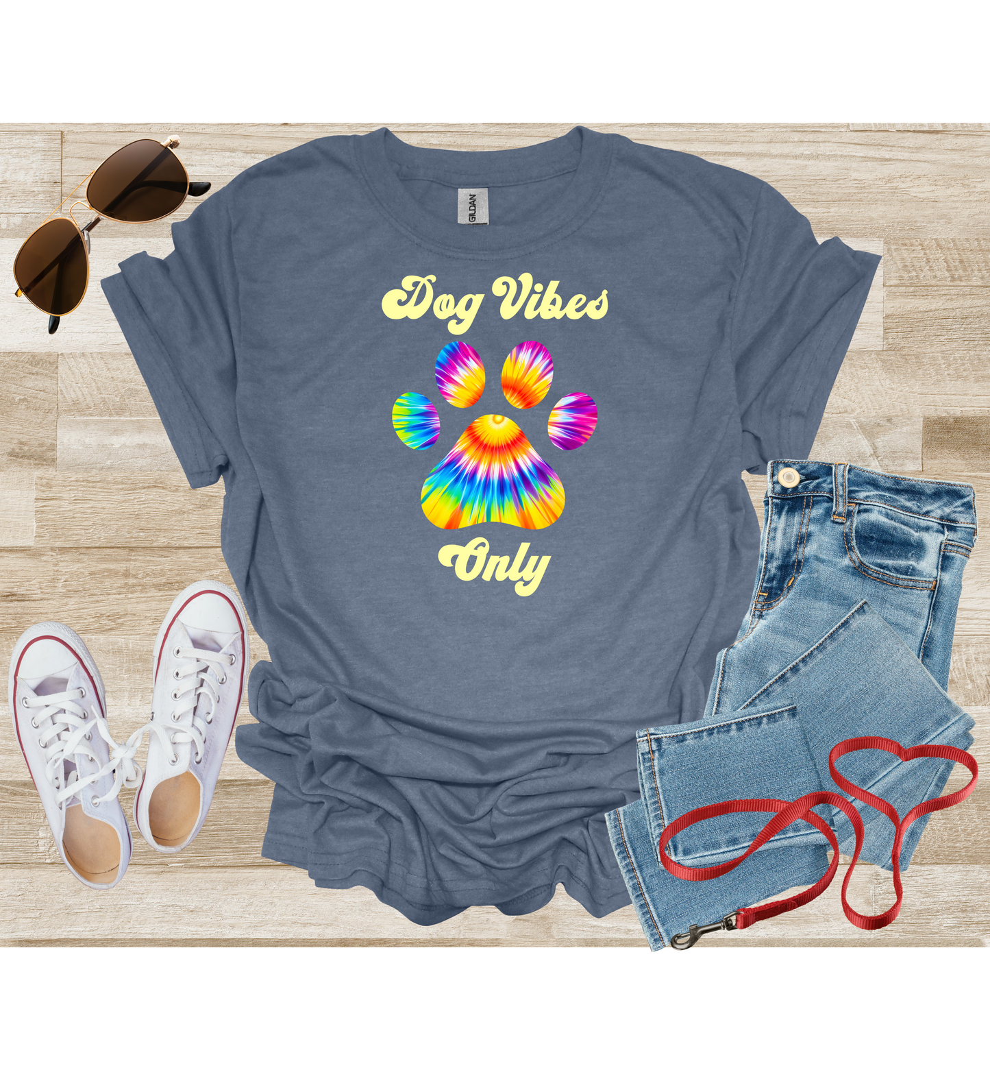 Dog Vibes Only Tie Dye Paw Print T-Shirt