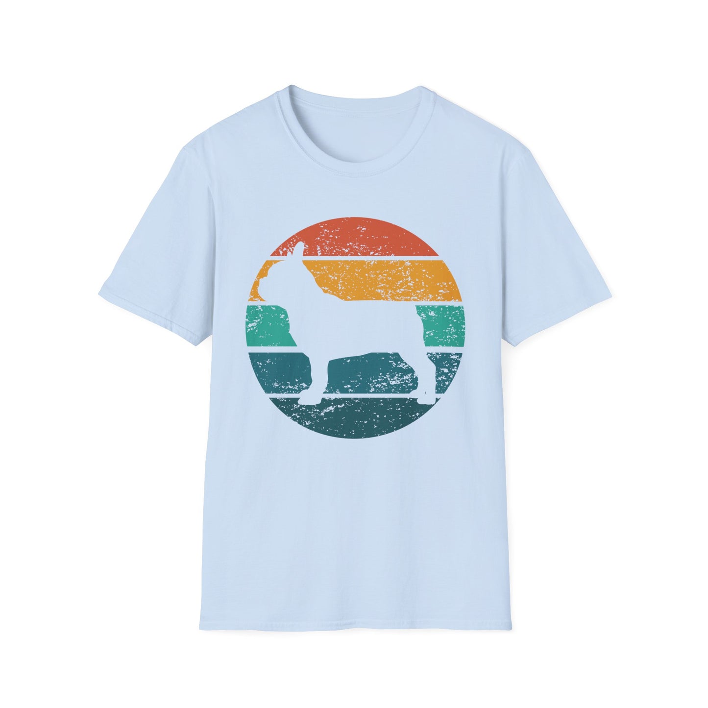 French Bulldog Retro Sunset Design Dog Silhouette T-shirt