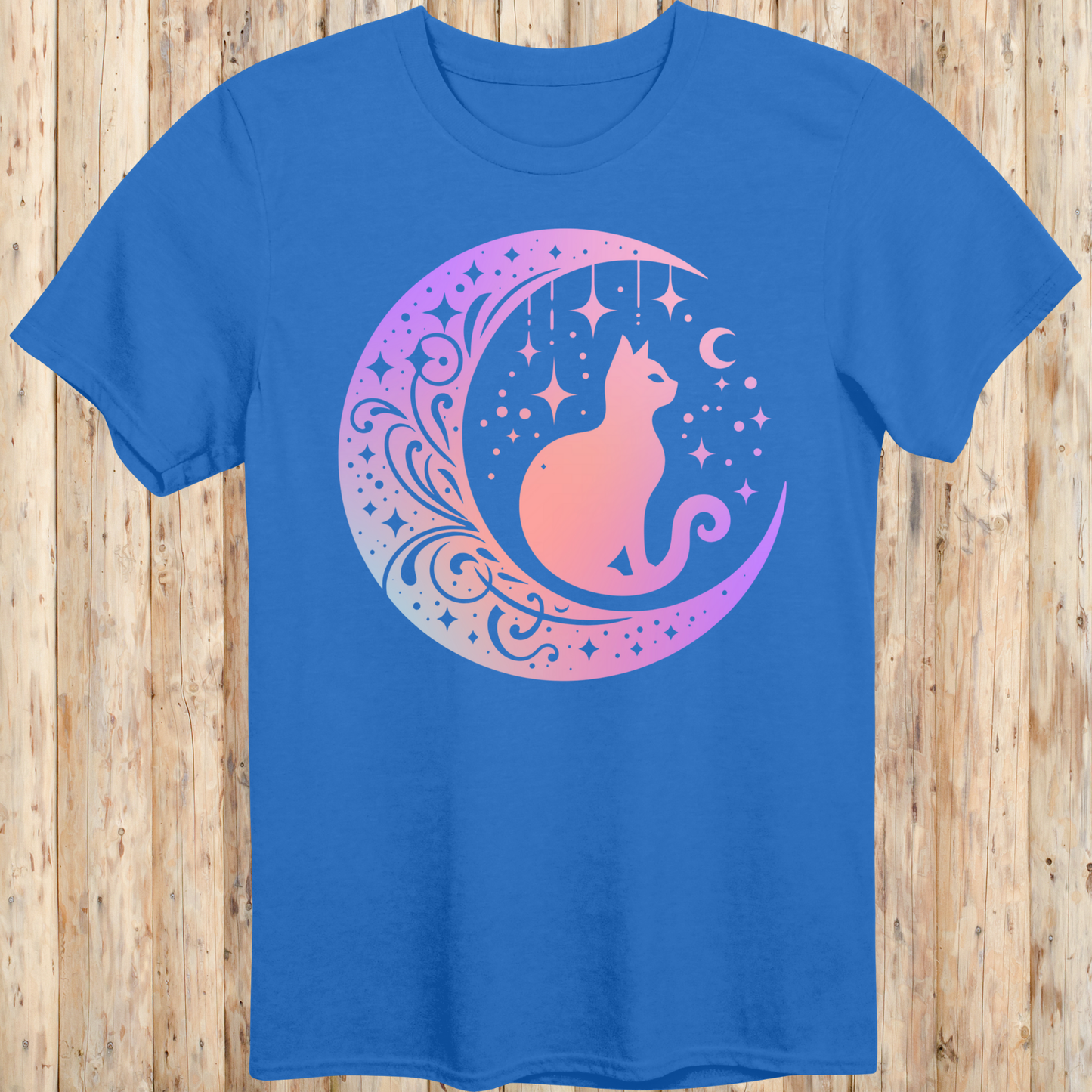 Mystical Cat Moon Silhouette T-Shirt