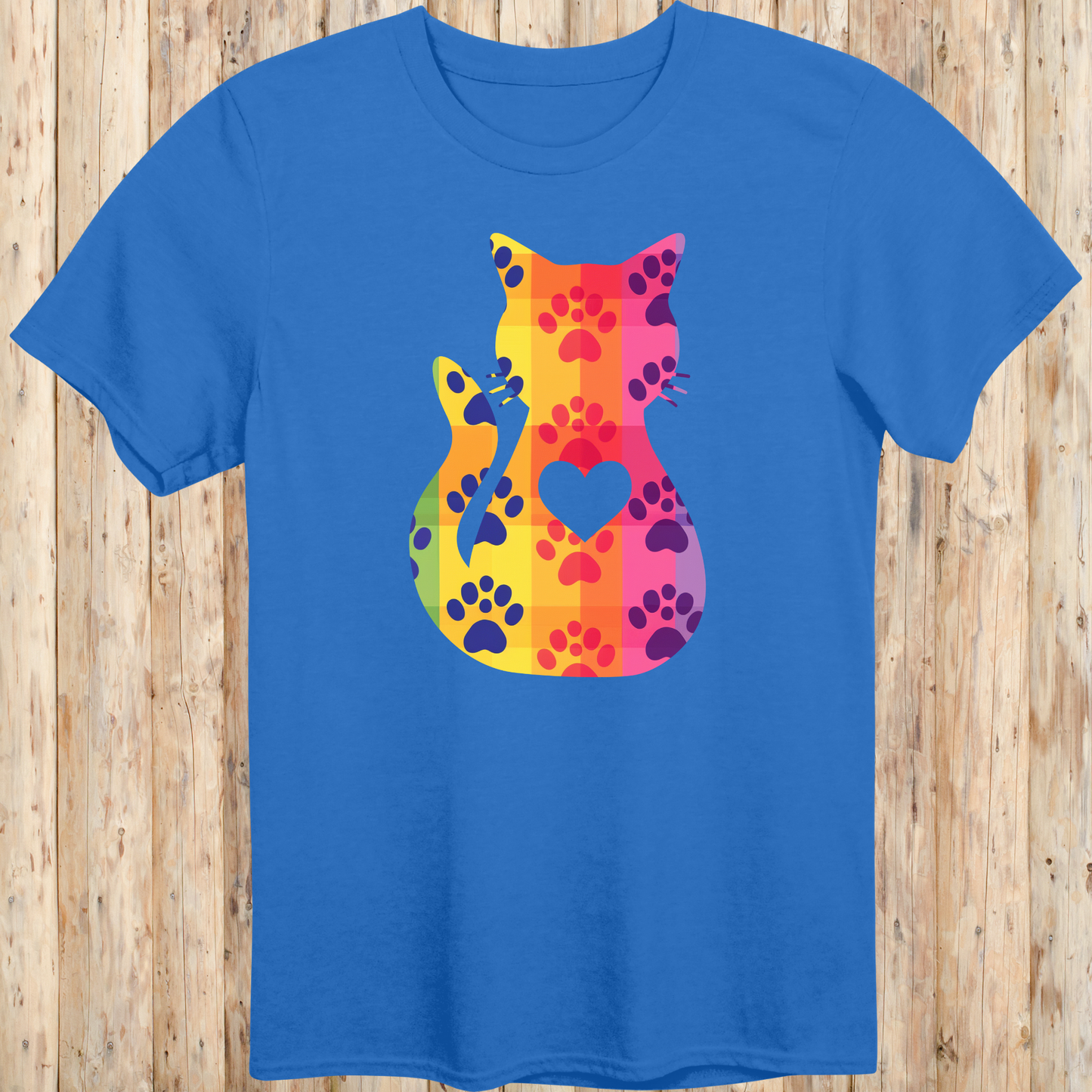 Colorful Whimsical Cat Silhouette T-Shirt