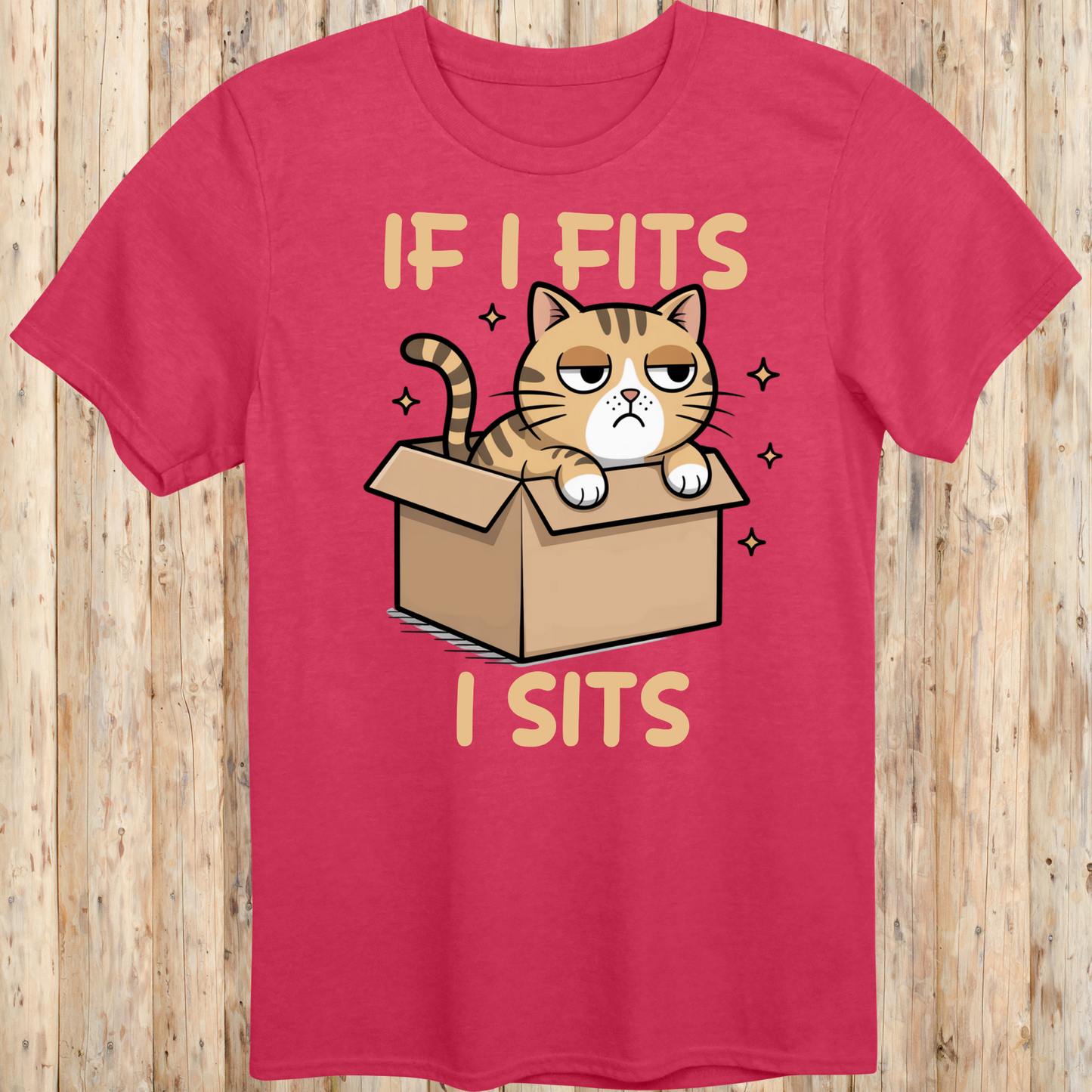 Funny Cat In Box T-Shirt - If I Fits I Sits