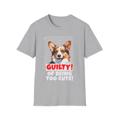 funny corgi sport grey t-shirt cardigan welsh pembroke Guilty of being too cute mugshot