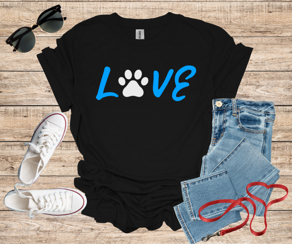 LOVE Dog Paw Print Cat Paw T-Shirt