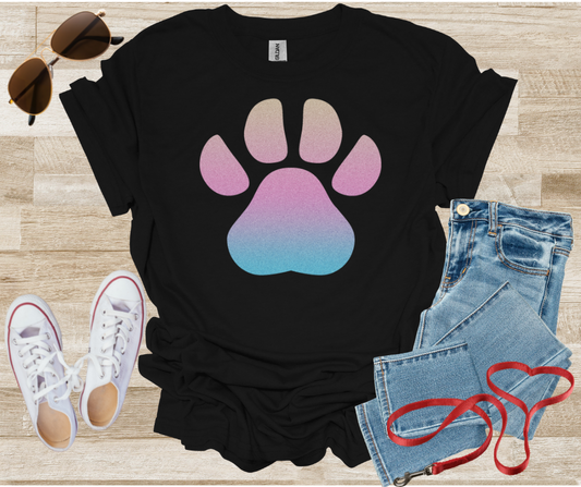 Colorful Dog Paw Print T-Shirt