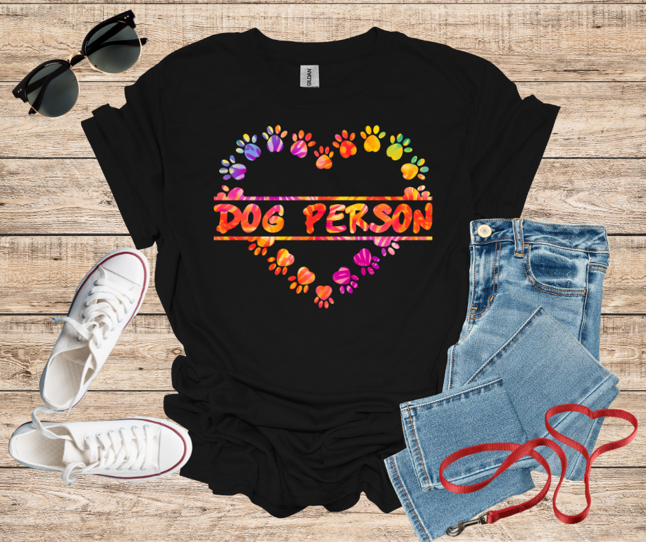 Dog Person Colorful Dog Paw Print Heart T-Shirt