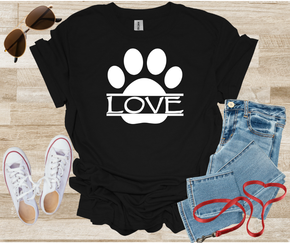 LOVE Dog Paw Print T-Shirt