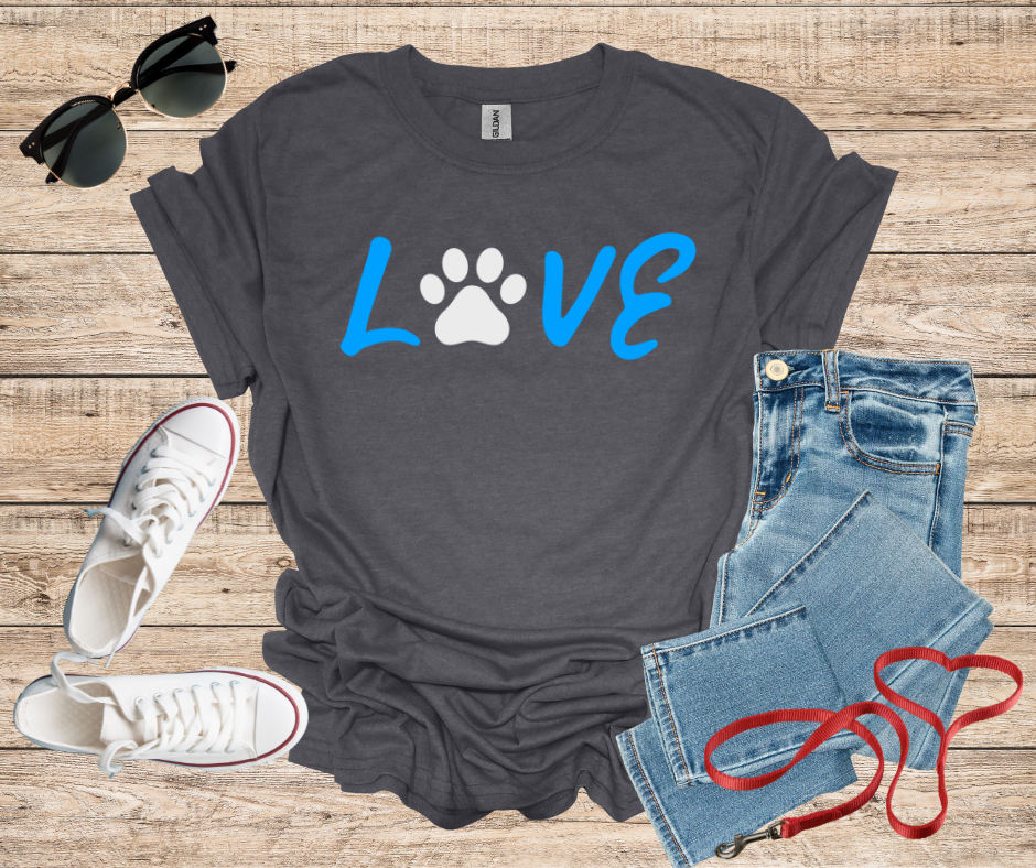 LOVE Dog Paw Print Cat Paw T-Shirt