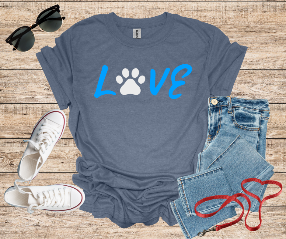 LOVE Dog Paw Print Cat Paw T-Shirt