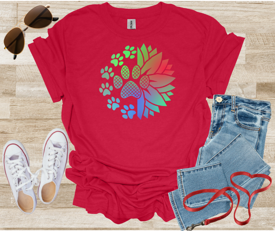 Sunflower Dog Paw Print T-Shirt