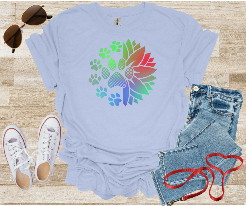 Sunflower Dog Paw Print T-Shirt