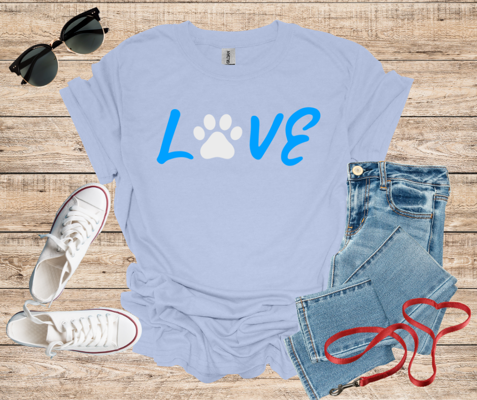 LOVE Dog Paw Print Cat Paw T-Shirt