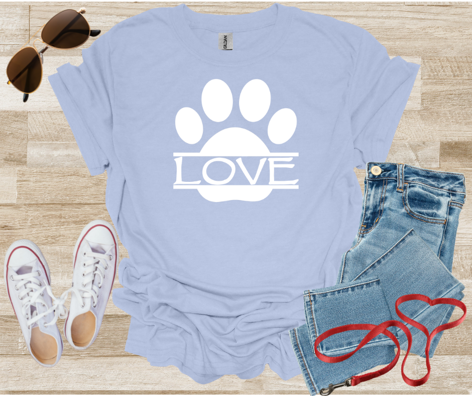 LOVE Dog Paw Print T-Shirt