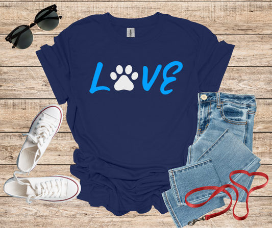 LOVE Dog Paw Print Cat Paw T-Shirt