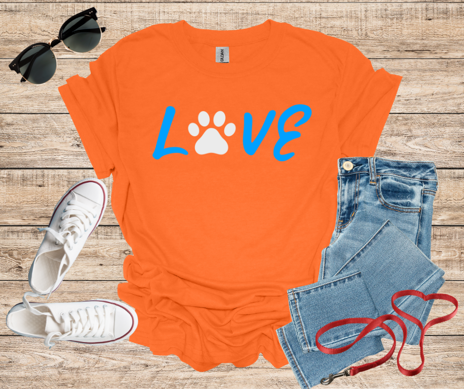 LOVE Dog Paw Print Cat Paw T-Shirt