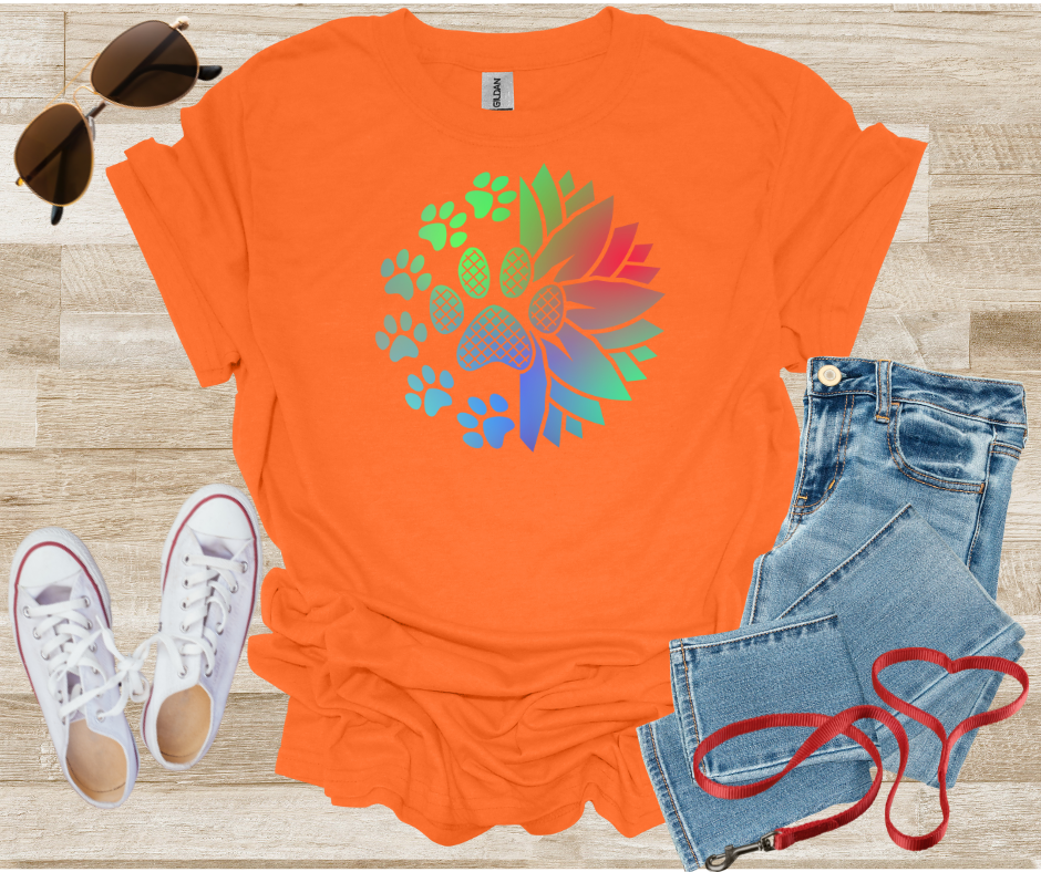 Sunflower Dog Paw Print T-Shirt