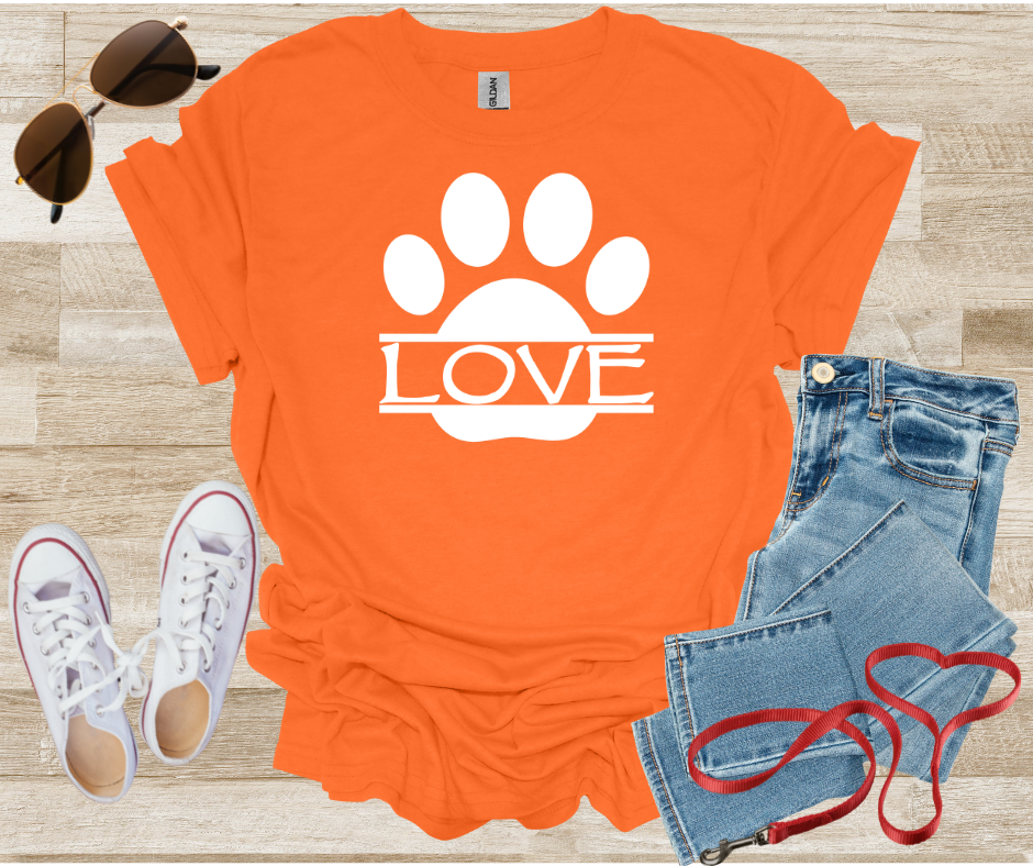 LOVE Dog Paw Print T-Shirt