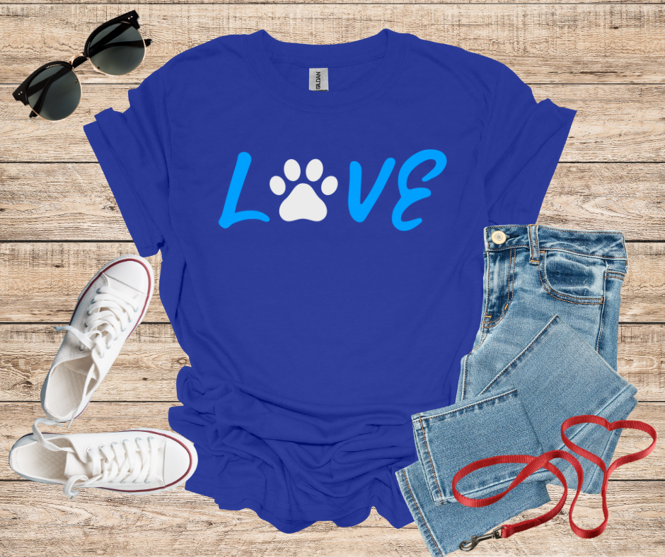 LOVE Dog Paw Print Cat Paw T-Shirt