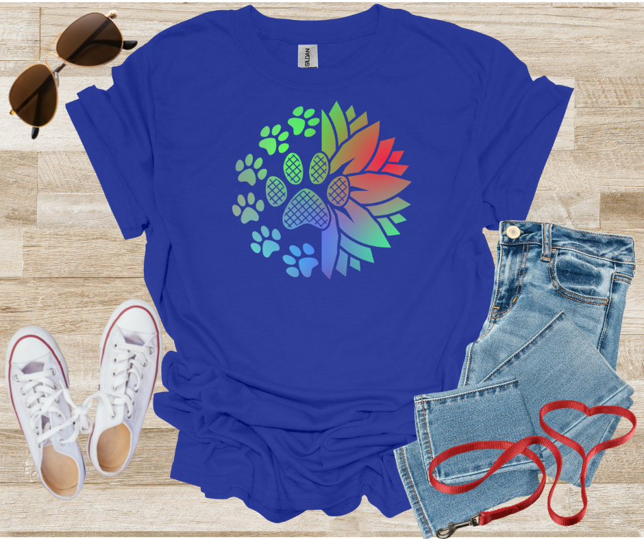 Sunflower Dog Paw Print T-Shirt