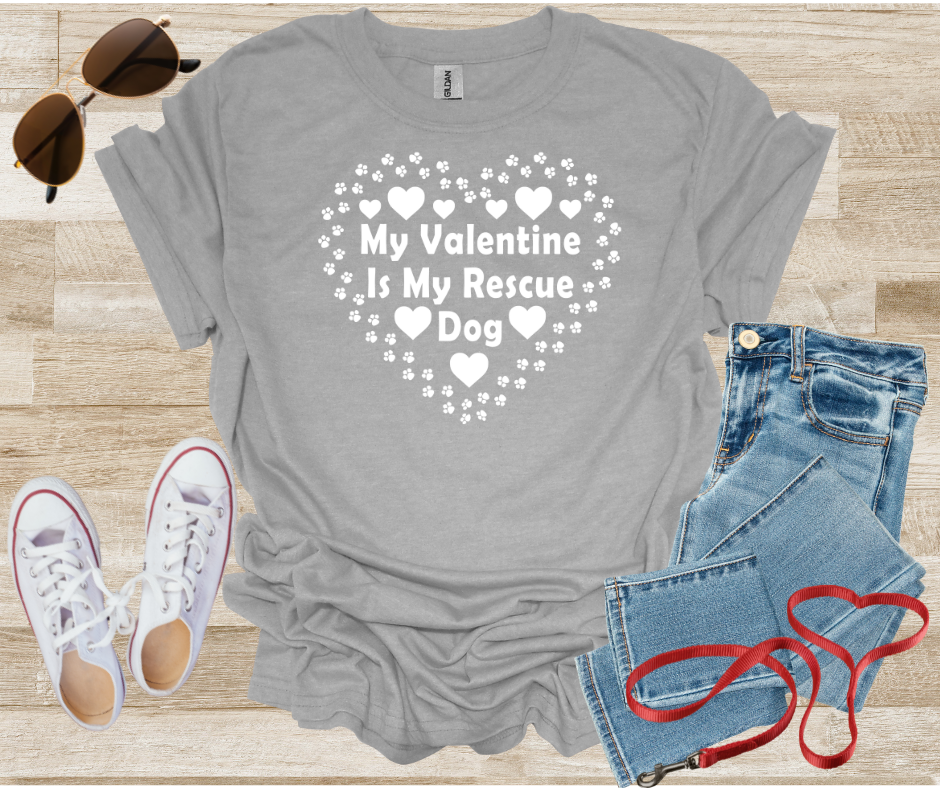 My Valentine Is My Rescue Dog T-Shirt