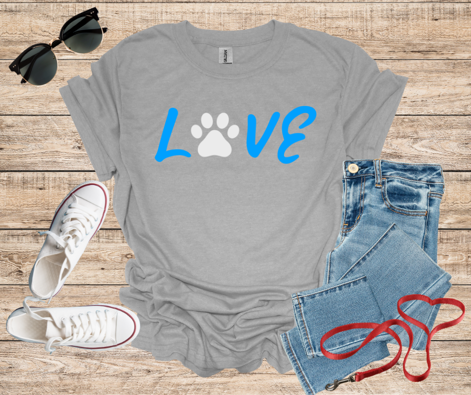 LOVE Dog Paw Print Cat Paw T-Shirt