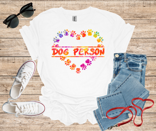 Dog Person Colorful Dog Paw Print Heart T-Shirt