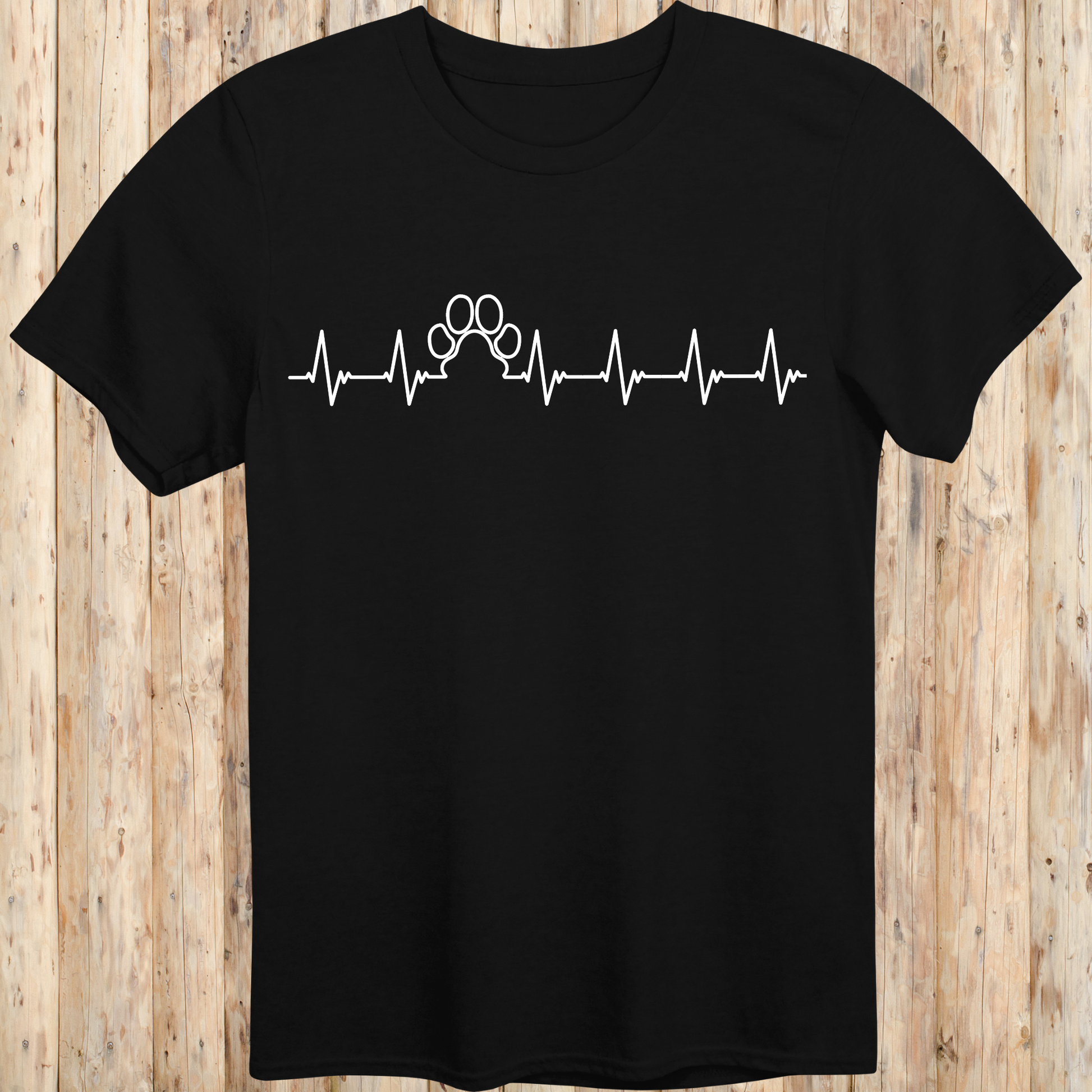 heartbeat dog paw print t-shirt unisex tee black