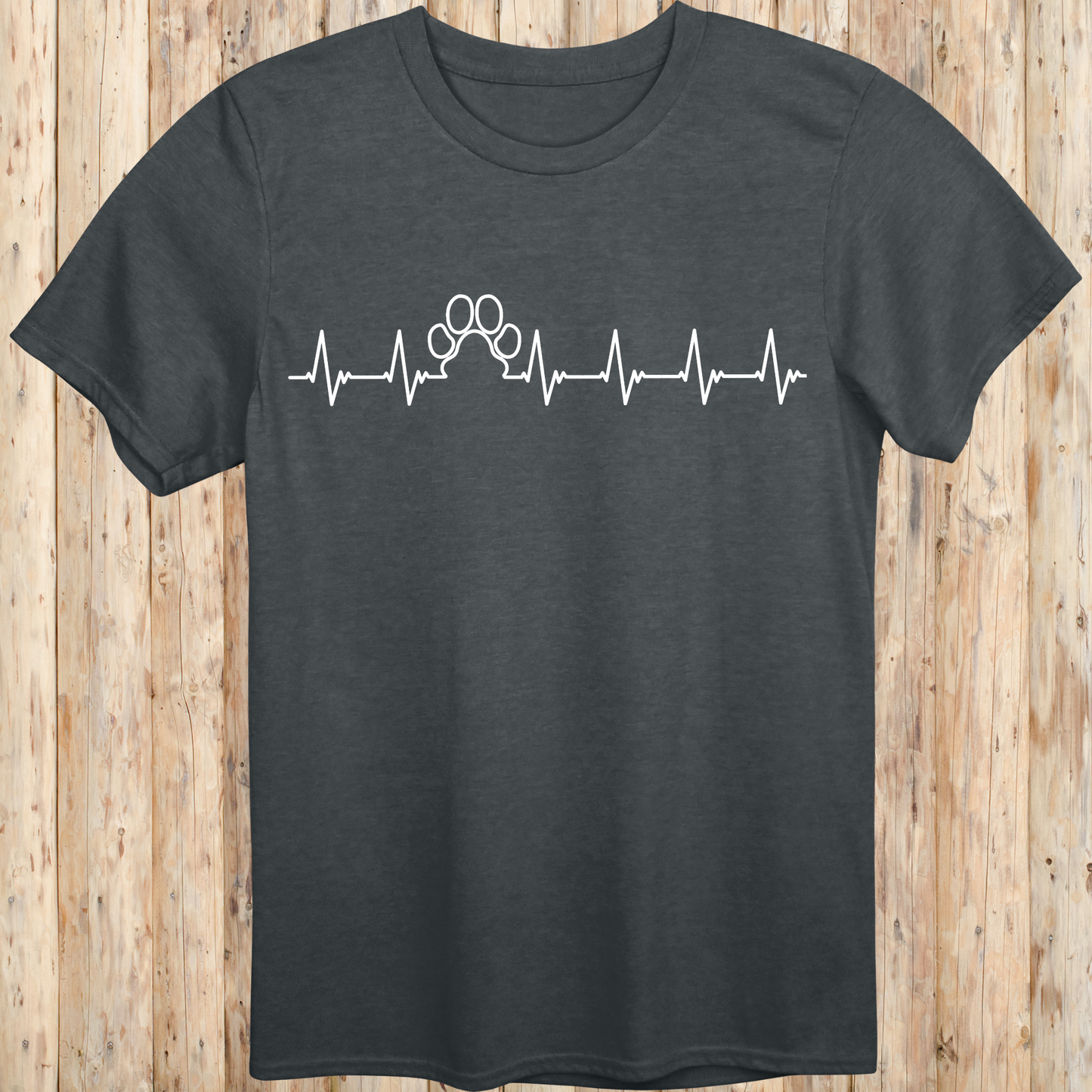 heartbeat dog paw print t-shirt unisex tee dark heather