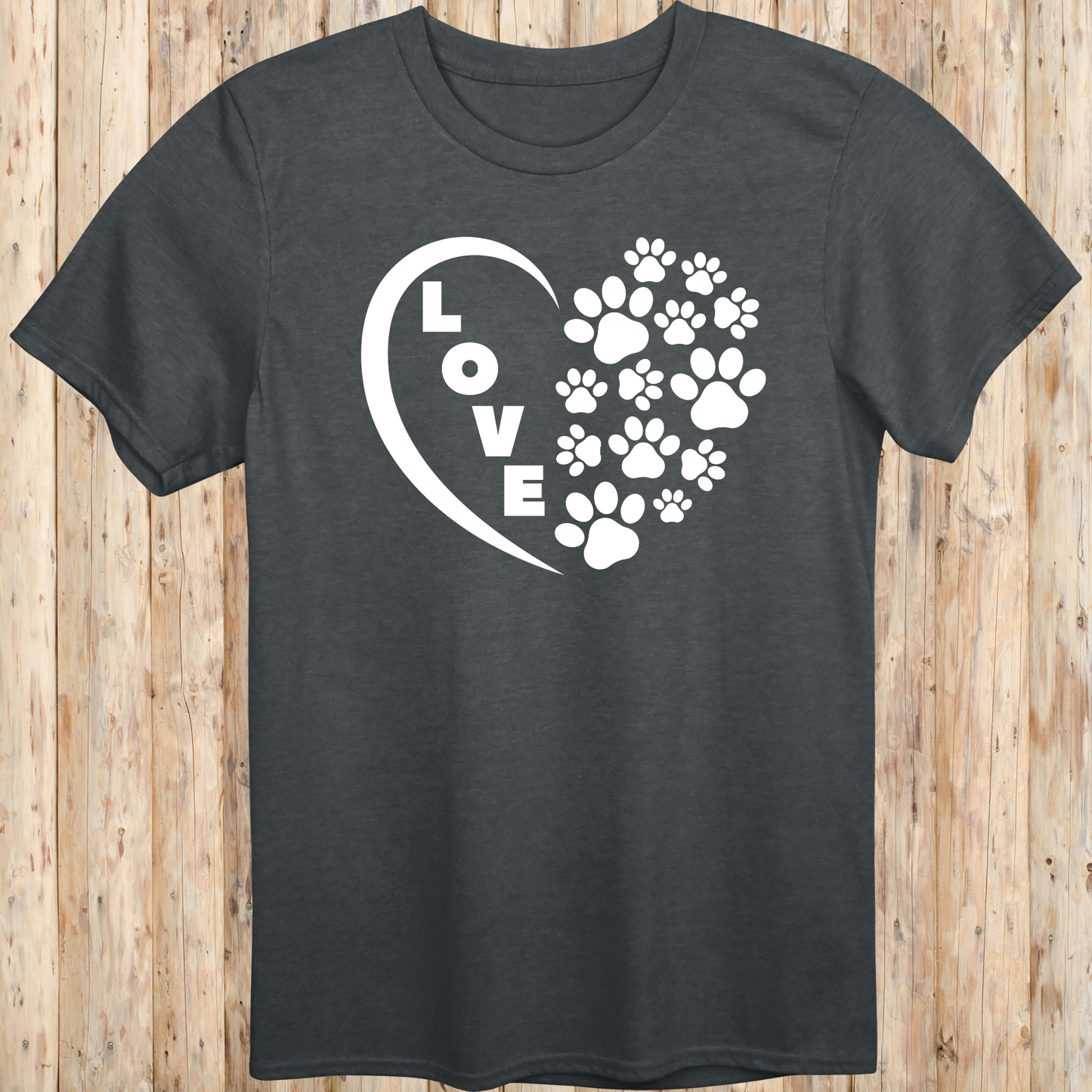 dog cat rescue adopt t-shirt heart paw prints love for animal lover men women adults humans in dark heather