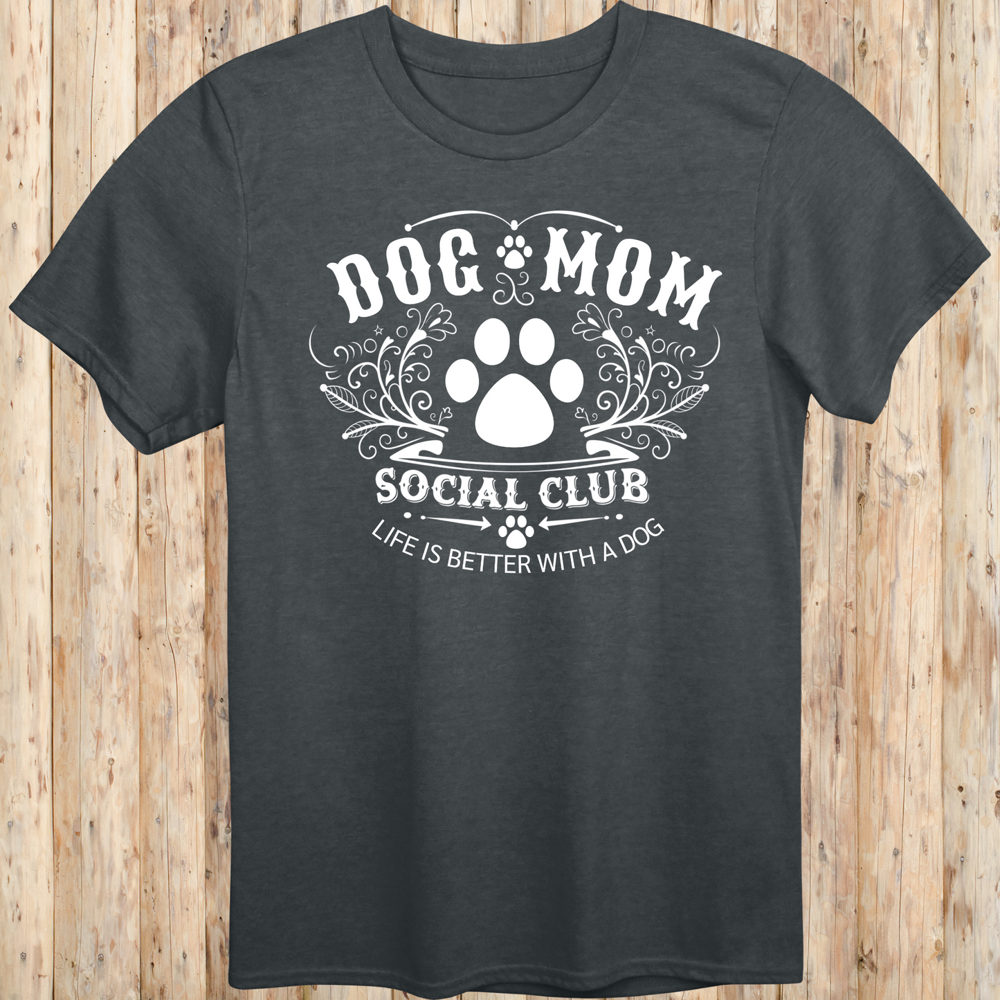 Unisex Dark Heather T-shirt with Dog Mom Social Club for Women