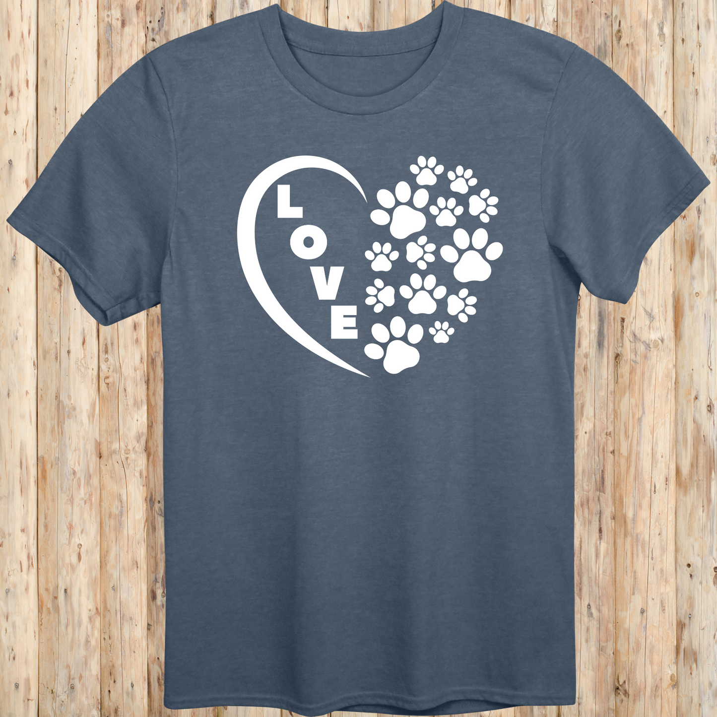 dog cat rescue adopt t-shirt heart paw prints love for animal lover men women adults humans in heather indigo