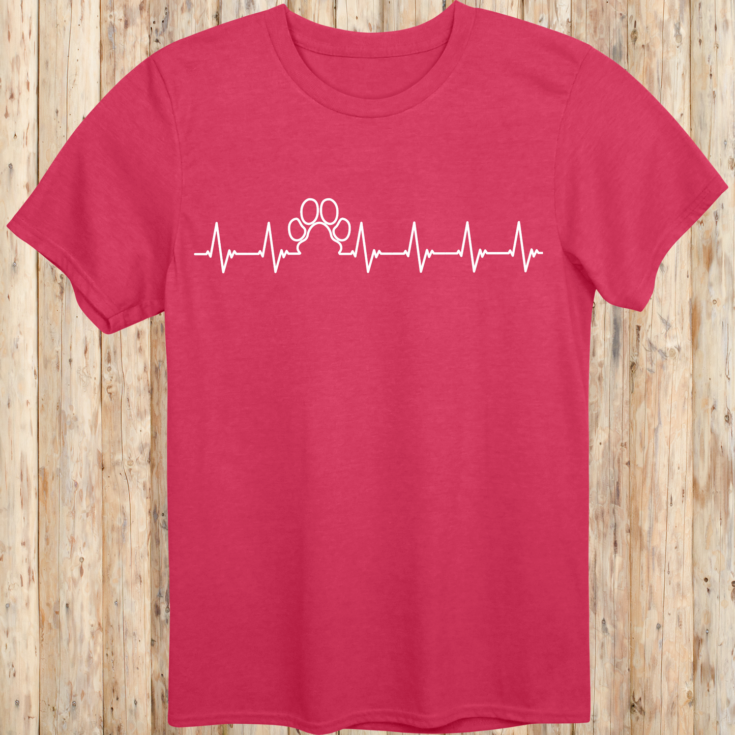 heartbeat dog paw print t-shirt unisex tee heather red