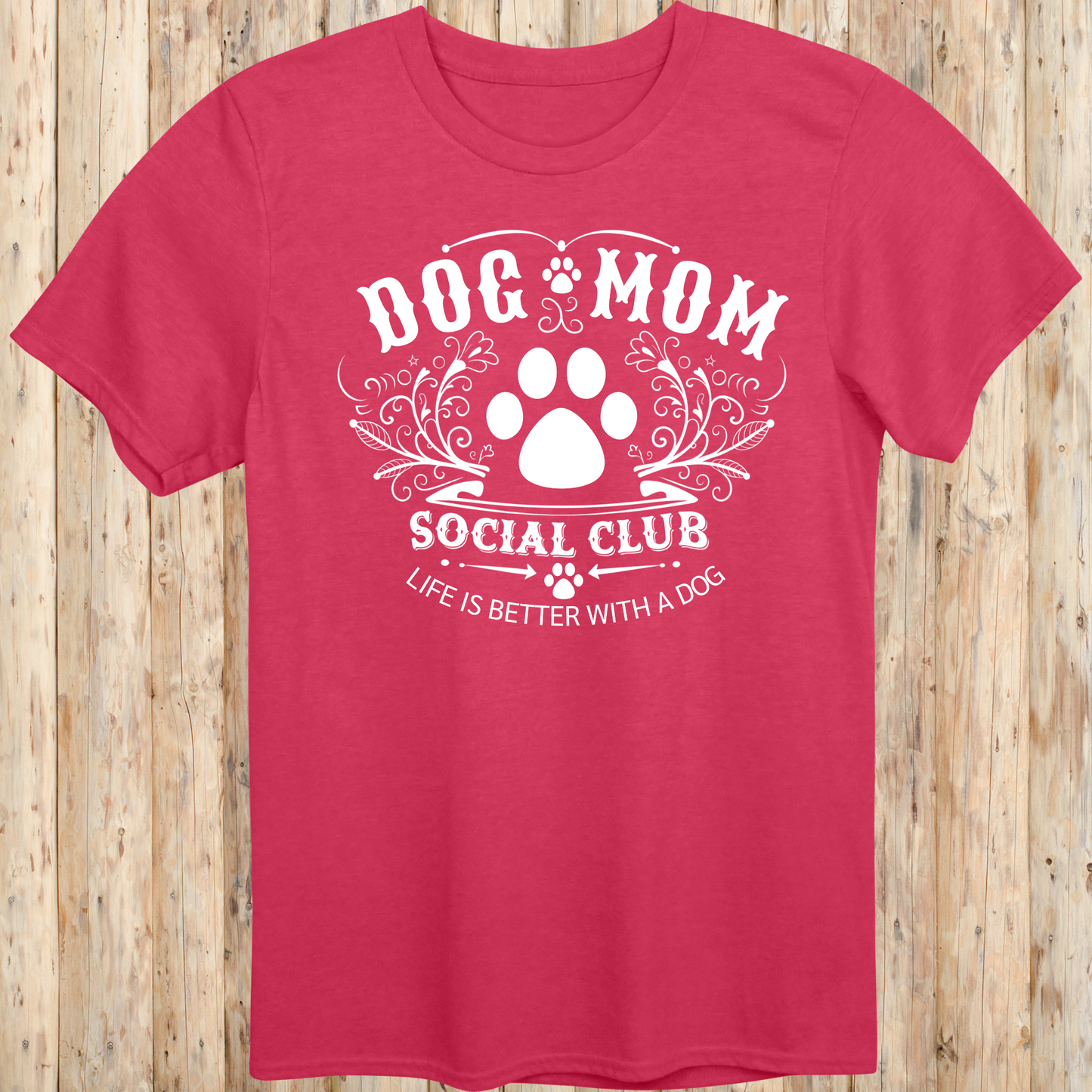 Unisex Heather Red T-shirt with Dog Mom Social Club for Women