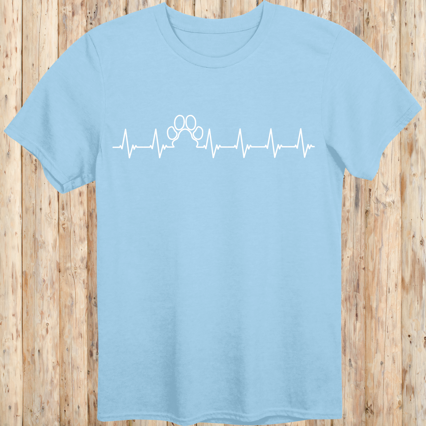 heartbeat dog paw print t-shirt unisex tee light blue