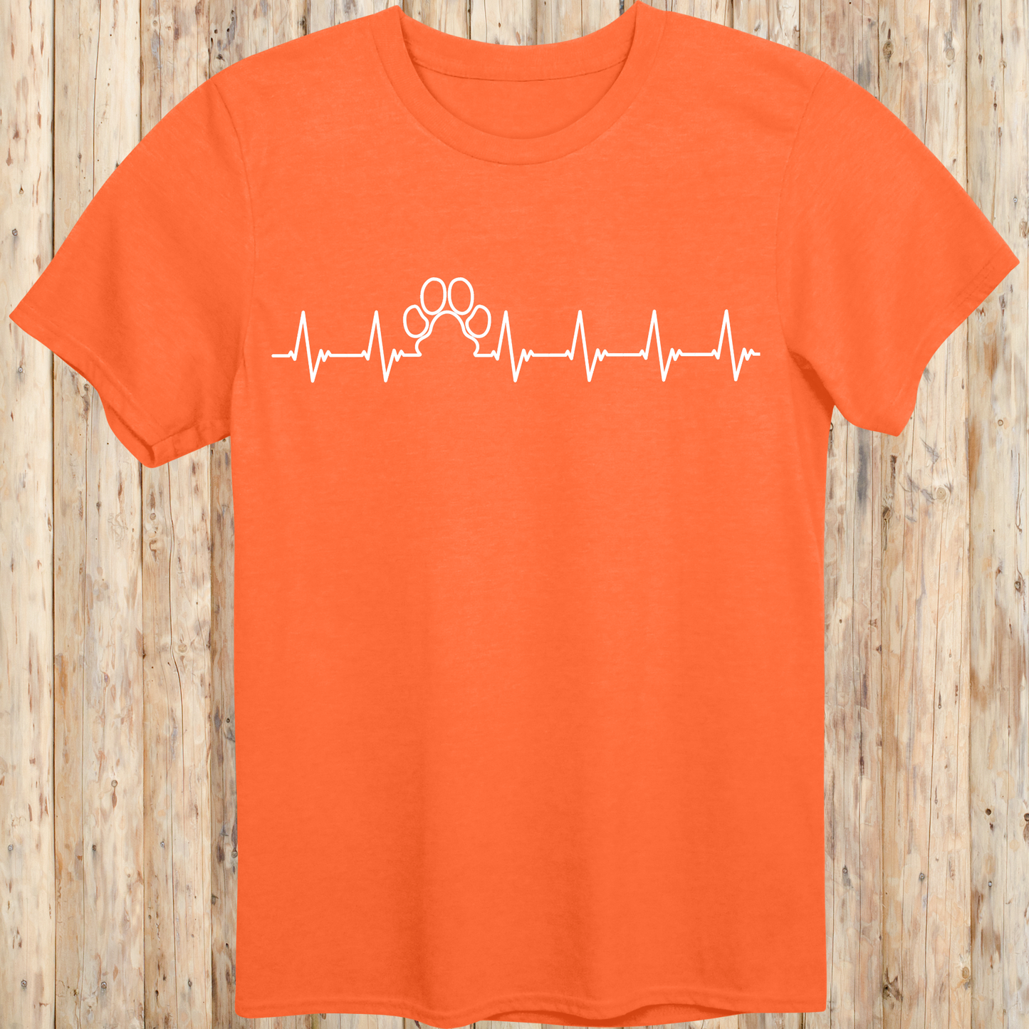 heartbeat dog paw print t-shirt unisex tee orange