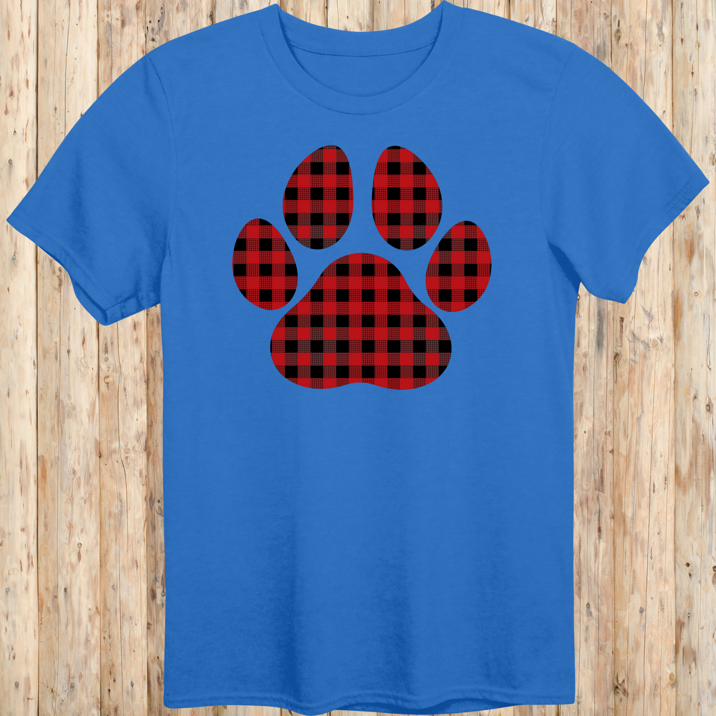 Red Gingham Dog Paw Print T-Shirt