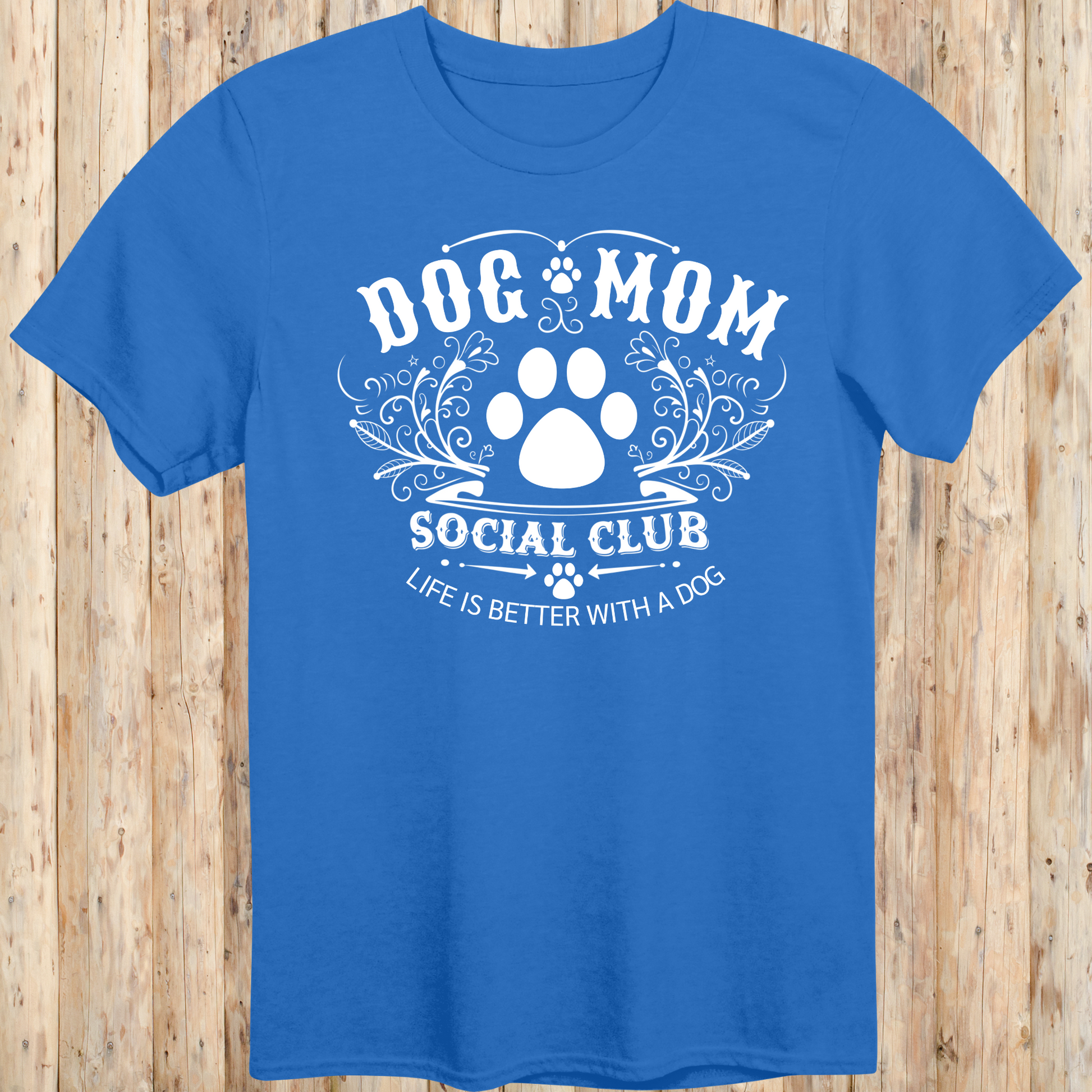 Unisex Royal Blue T-shirt with Dog Mom Social Club for Women