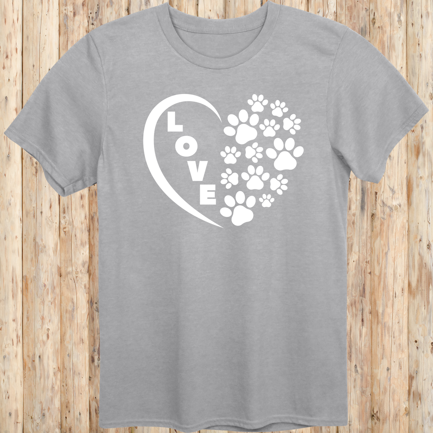 dog cat rescue adopt t-shirt heart paw prints love for animal lover men women adults humans in sport grey