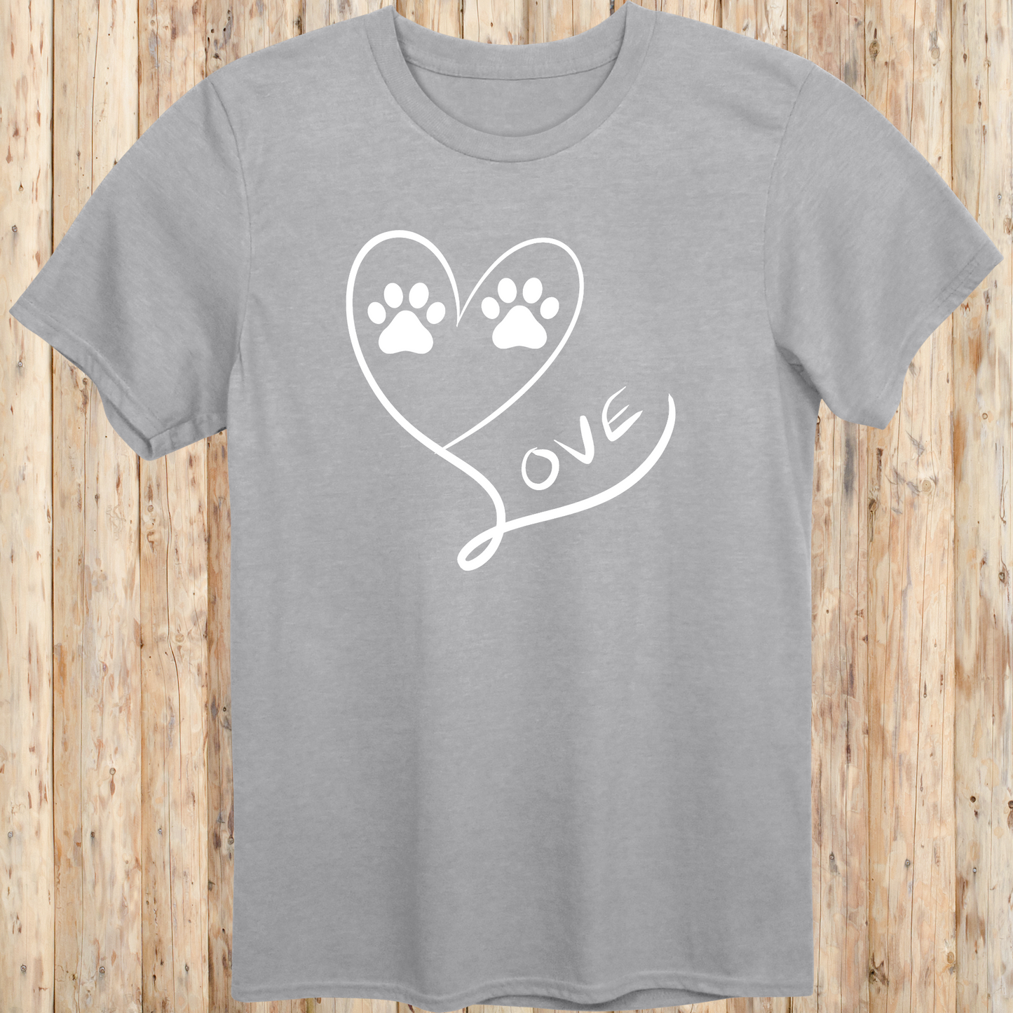 heart dog paw print love t-shirt unisex tee sport grey for men women adults humans