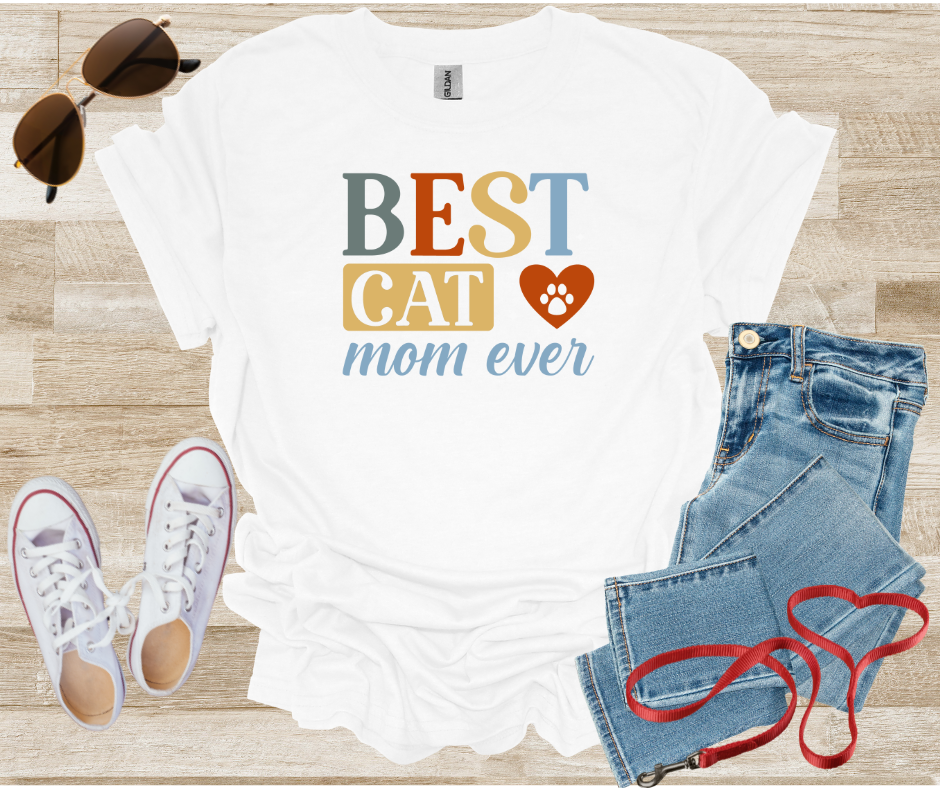 Cat Mom Softstyle T-Shirt - Best Cat Mom Ever Design