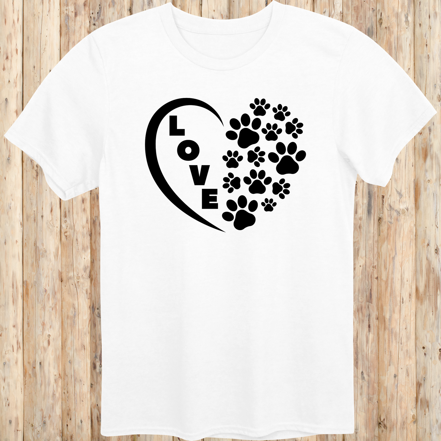 dog cat rescue adopt t-shirt heart paw prints love for animal lover men women adults humans in white